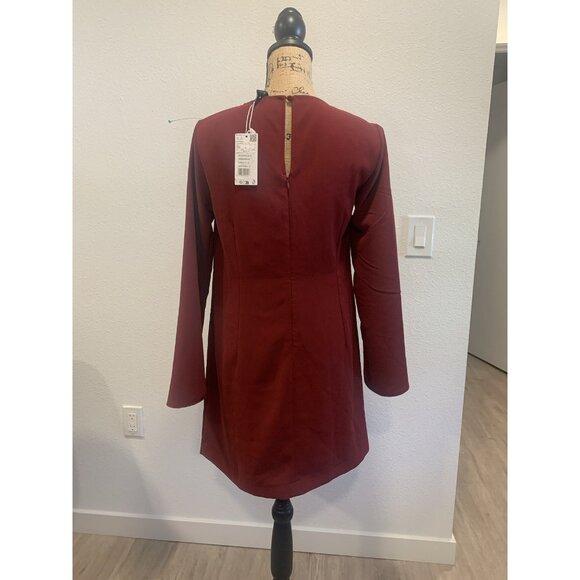 (C-197) Mng mango womens dress long sleeves size XS wine color - Picture 4 of 6